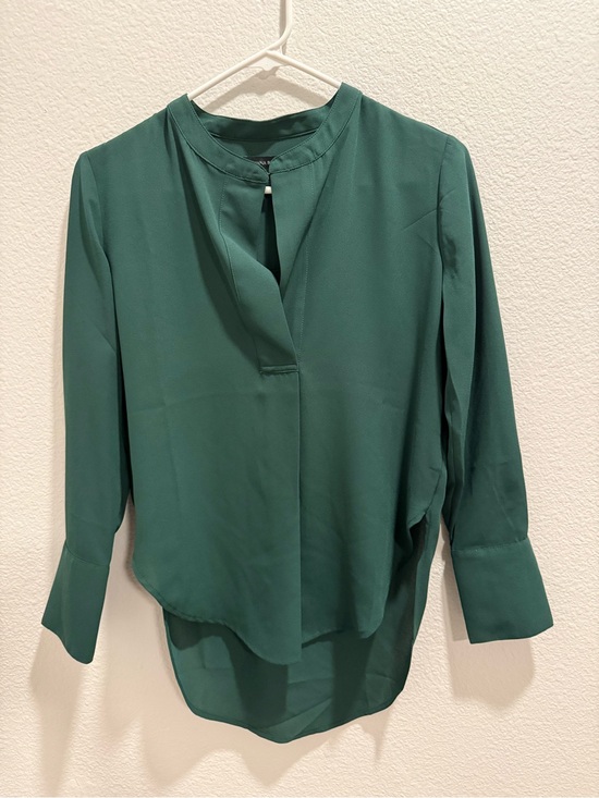 Banana Republic Tops - Banana Republic Forest Green Split-Neck Blouse